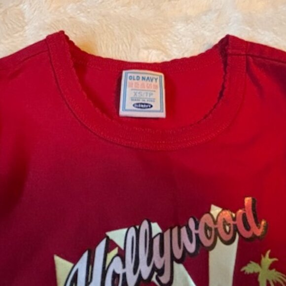 2/$25 Old Navy red LS shirt with Hollywood Cats Girls Size XS Vintage - Picture 9 of 14